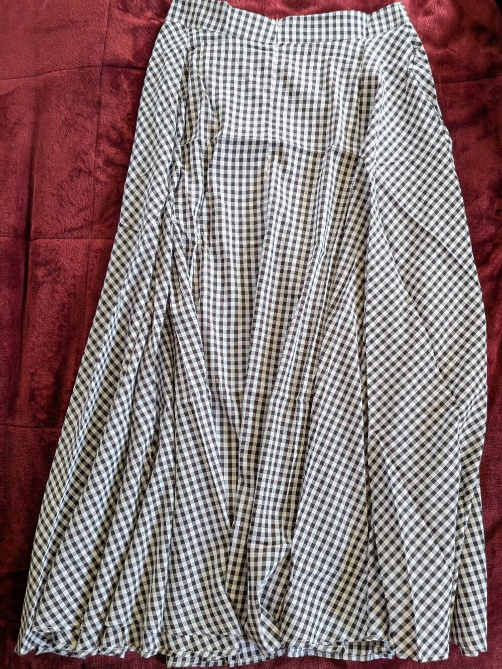 NWOT Black & White Gingham Check Maxi Skirt Size Large